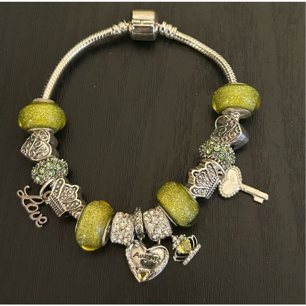 August Birthstone Charm Bracelet